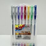 עטי ג'ל תוכי נוצצים 8 צבעים בקופסא PVC
